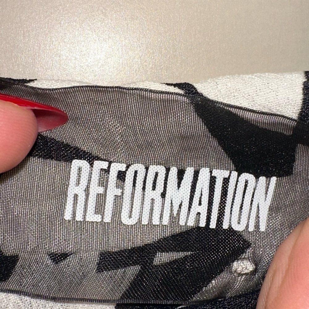 Reformation Naomi Black and White Skirt Size 4 - Picture 6 of 6